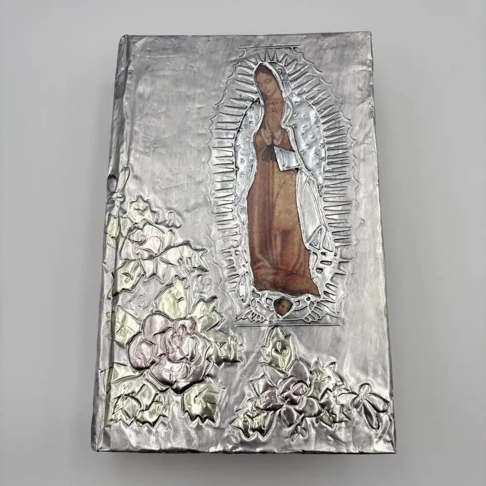 Spanish Catholic Bible Virgen de Guadalupe Repujado Metal Cover Sagrada Biblia